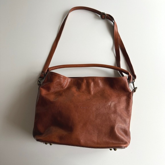 I Medici Firenze Italian Leather Cognac Convertible Hobo Shoulder Bag Purse - Picture 1 of 12